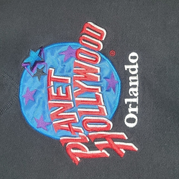 Vintage Y2K 1991 Planet Hollywood Orlando Black Sweatshirt Unisex Adult L 90s - Picture 2 of 3